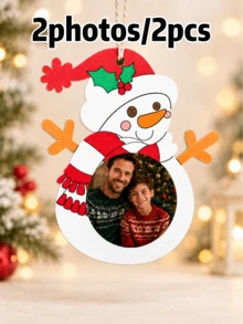 Custom Snowman Photo Ornament, Personalized Christmas Tree Hanging Decor, Festive Photo Keepsake For Home Party Decor, Customized Picture Holiday Snowman Ornament, Customizable Xmas Gift For Family, Friends, Couples, Christmas Decorations, Bag Charm - Style a - View 10