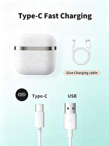 Earphones. Wireless Bluetooth Earphones, Design Style Similar To . Equipped With Fast Charging Case, Providing Clear Call Quality, Powerful Bass And Crisp Treble. Features Long Battery Life, Ergonomic Design And Lightweight Construction For Easy Portability. Built-In Microphone. Compatible With Bluetooth-Enabled Devices, Such As IOS Phones, Android Phones And Computers. - White - View 3