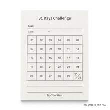 1 Pack 100 Sheets 31-Day Goal Challenge Tracker Notebook, Daily Habit Tracking Checklist, Learning Fitness Self-Discipline Time Management Record Memo Paper, Office & Study Stationery - Rectangle - View 7