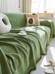 1pc Minimalist Cream Striped Washable Sofa Cover, Scratch-Resistant Wear-Resistant Dust-Proof Pet-Friendly Sofa Slipcover, All-Season Use, Perfect For Modern Home Decor - Green - View 6