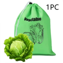 Reusable Produce Storage Bags, Food‑Grade Nylon Drawstring Fruit & Vegetable Fresh‑Keeping Bags With Aluminum Foil Liner, Refrigerator Organizer Pouch For Banana Tomato Vegetables, Extend Shelf Life - View 14