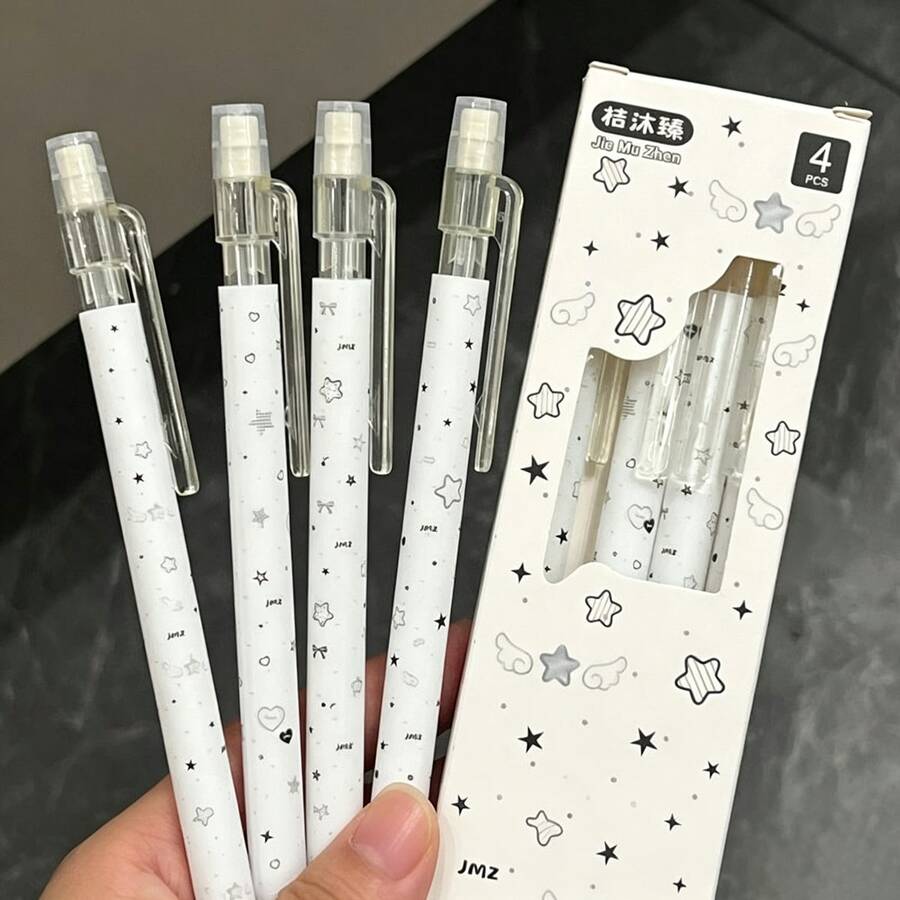 4pcs Star Dream Automatic Mechanical Pencils, Durable Lead, High Aesthetic Value, Student Use, No Sharpening Required, 0.5mm Lead - Starry Dream - View 1