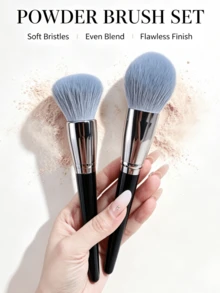 2pcs Large Powder & Blush Brush Set, Skin-Friendly Synthetic Bristles Face Makeup Tool - Multicolor - View 6