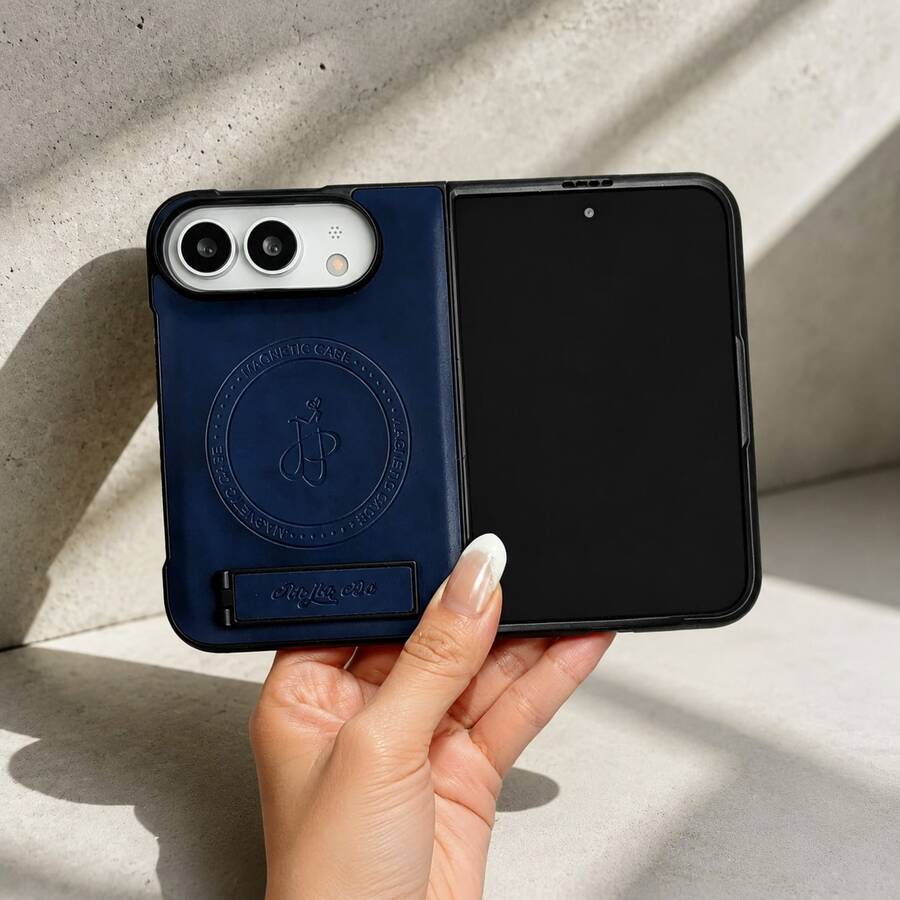 Casing Ponsel Kulit Magnetik Kuat dengan Layar Lipat, Casing Pelindung Magnetik Kulit Bertekstur untuk Bisnis dengan Penyangga Terintegrasi, Melindungi Seluruh Lensa, Anti Jatuh, Tahan Aus, Anti Sidik Jari, Tersedia Berbagai Warna untuk Pria dan Wanita, Kompatibel dengan iPhone 18 Duo