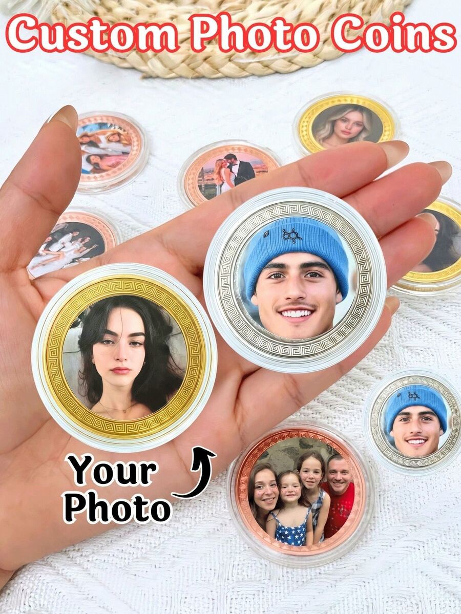 Custom Photo Coin, Personalized Commemorative Coin With Photo, Round Metal Keepsake Coin, Custom Couple Picture Coin, Anniversary Wedding Birthday Gift For Him Her, Memorial Collectible, Personalized Gift, Christmas Keepsake