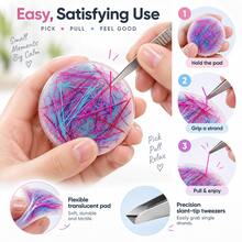 1Pc Round Tactile Relaxation Stone, Adult Desktop Focus Accessory With Tweezers, Smooth Handheld Stress Relief Tool For Office And Home - Multicolor - View 2