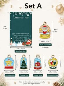 Christmas Themed Keychains With Greeting Card, Santa, Snowman, Gingerbread, Bell And Reindeer Charms, Holiday Gift For Friends And Family - Multicolor - View 10