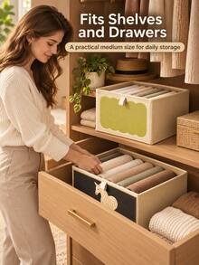 Underwear Storage Box With Dividers - Drawer Organizer, Suitable For Wardrobe And Bedroom, Housewarming Gift Multi-Functional Wardrobe Divider Box, 12-Grid Design With Dust Cover, Bedroom Storage And Organization, Wardrobe Accessories, Home Storage - Multicolor - View 2
