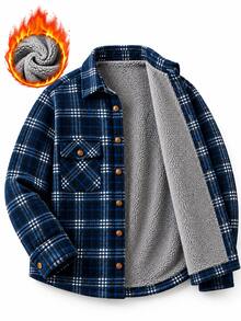 Men Plus Size Jackets And Coats - Blue - View 1