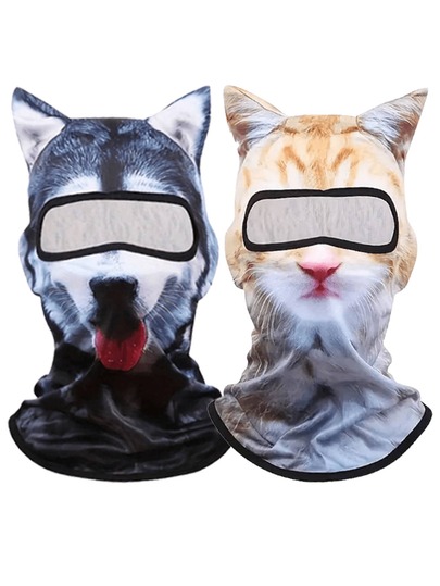 1pc Or 2pcs Unisex Balaclava Animal Ear Design Cycling Headwear, Suitable For Party, Birthday Gathering, Hiking, Fishing
