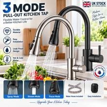 Pull-Out Kitchen Sink Mixer Tap, 360° Swivel Spout, Single Lever With Dual Spray Modes, Modern Mono Faucet - A - View 3