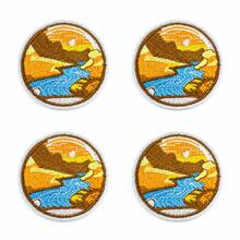 1pc/2pcs/3pcs/4pcs Mountain River Sunset Iron‑On Patch, Round Outdoor Hiking Nature Scenery Embroidered Applique - Multicolor - View 7