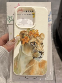 1件 白色花環獅子個性化極簡全包覆 TPU 防震手機殼，適用於 Apple 18 17 16 15 14 13 12 11 Pro Max Air 及系列 - 彩色 - 查看 3
