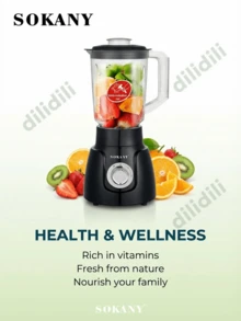 SOKANY-185 2-In-1 Multifunction Blender Juicer, 1.6L Large Capacity Blender With Grinding Cup, 2-Speed Pulse Function, Suitable For Milkshakes, Baby Food, Juices, Coffee Beans - Black - View 7