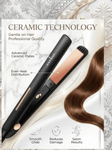 SOKANY1908 Electric Straightening & Curling 2-In-1 Hair Straightener Ionic Hair Straightener With Inward-Curved Bangs Straightening Clip - Black - View 3