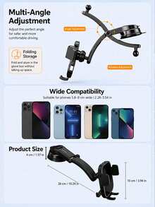 Car Phone Mount, Auto Lock Suction Cup Holder, 360° Rotatable Dashboard Windshield Navigation Bracket Compatible With Iphone - A - View 10