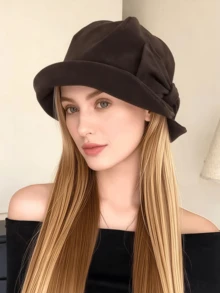 1pc Warm Plaid Bucket Hat, Fashionable Warm Beret Cap, For Women, Ideal Outdoor Accessory, Suitable For All Seasons, With Adjustable Drawstring, Valentine's Day Special - Multicolor - View 10