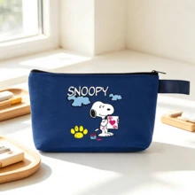 1PC Snoopy Cartoon Canvas Travel Organizer Bag, Multi-Functional Zippered Cosmetic Storage Bag With Handle, Large Capacity School Travel Bag, Perfect Holiday Birthday Gift - Multicolor - View 2
