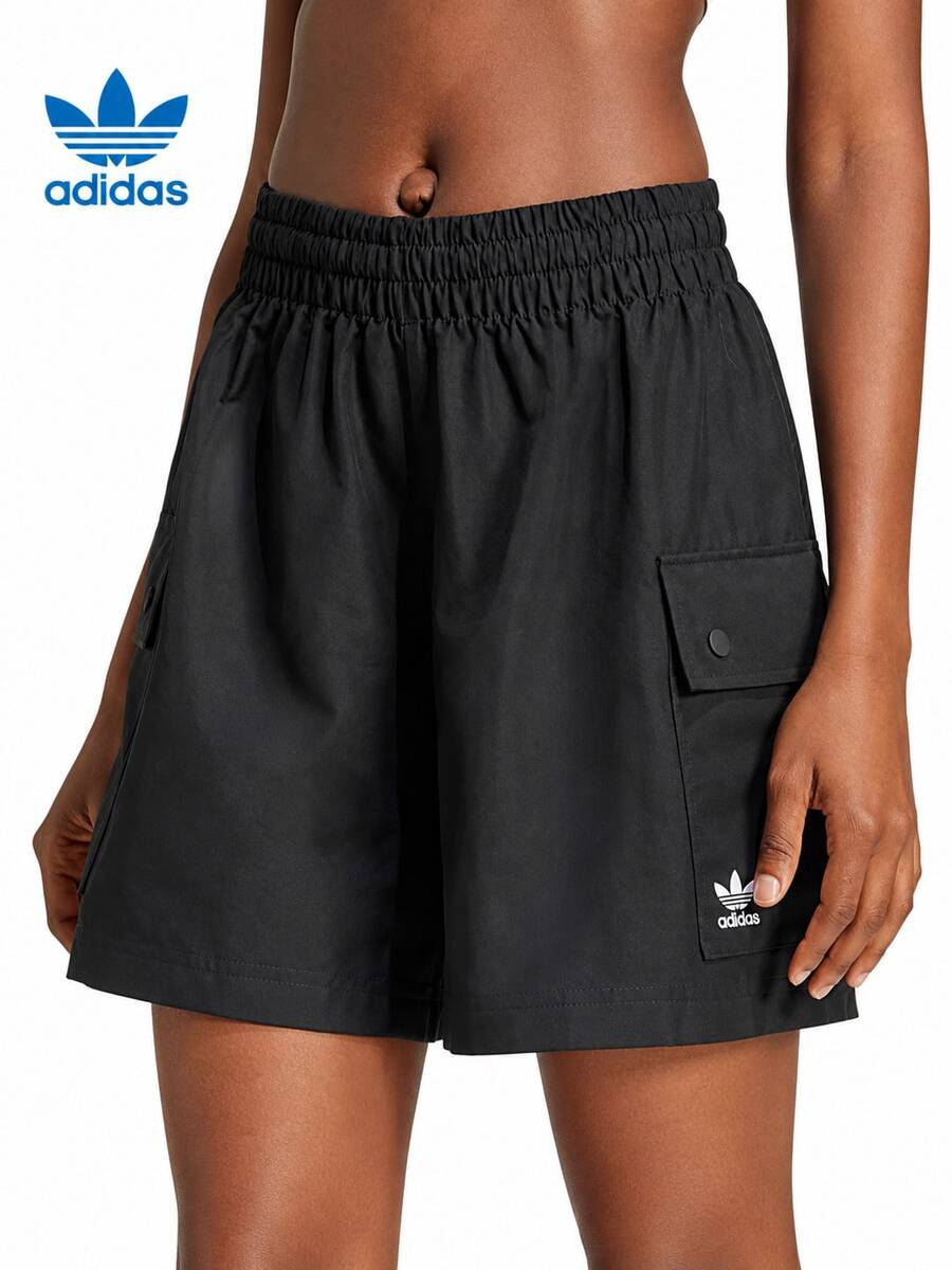 Adidas Clover New ESS C SHORTS 女款針織經典運動簡約短褲 - 黑色 - 查看 1