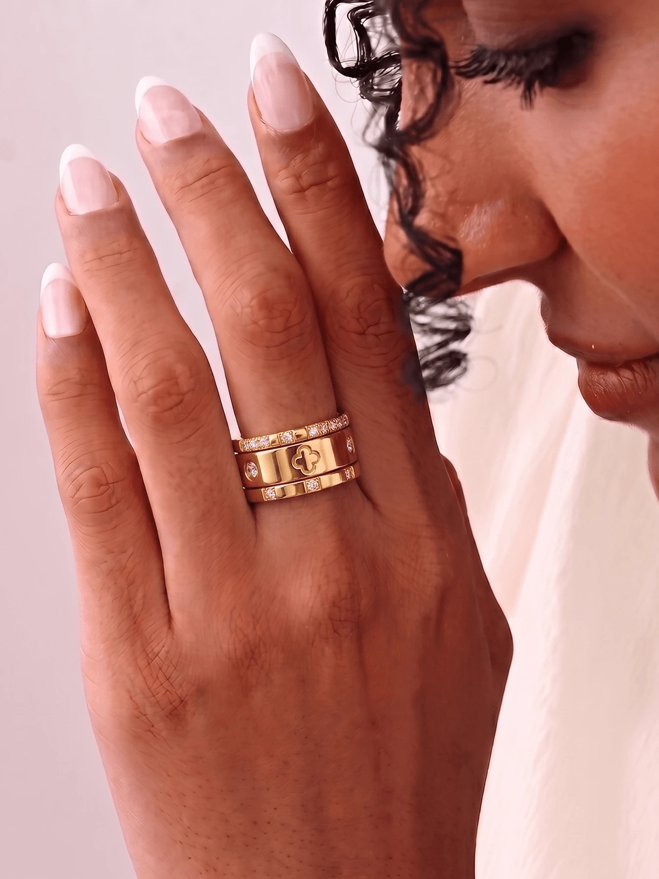 3pcs/Set Elegant & Exquisite Sweat-Proof & Waterproof Women's Rings, 18K Stainless Steel Fashionable Zirconia Rings, Suitable For Summer Wear, Size 6-10, Wedding Rings, Wedding Season Gift, Couple Jewelry, Best Gift For Girlfriend, Best Friend, Waterproof & Non-Fading, Long-Lasting Color - Multicolor - View 1