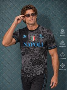 Men's Napoli Football Soccer Jersey Tee,Italia Naples Inspired Top, Ideal For Matches, Street, Parties & Daily Wear, For Men, Teens, Fans, Gift - Black - View 4