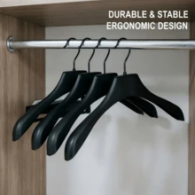 4pcs Black & White Non-Slip No-Mark Hangers Set, Shoulder Textured Design Prevents Clothes Slipping, Home Closet Storage Hanging Rod, Black & White Minimalist Style, Strong Load-Bearing Not Easy To Break, Durable Anti-Fall No Pilling - View 7