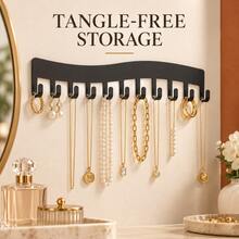 Black Wall Mounted Hook Rack Multi Hook Key Holder Coat Towel Bag Hanger Perfect Home Essential Space Saving Entryway Bathroom Bedroom Closet Dorm Back To School - Multicolor - View 5