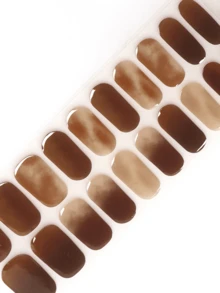 20pcs Semi-Cured Gel Nail Stickers, Long-Lasting Salon-Quality, Easy To Apply And Remove, UV Light Curing Required - Brown - View 5