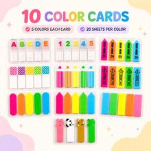 10-Pack Colorful PET Index Tabs Sticky Notes, 1000 Sheets Multi-Shape Writable Waterproof Bookmark Stickers, Removable Strong Adhesive Page Markers, Student Study Notes Office Supplies - one-size - View 1