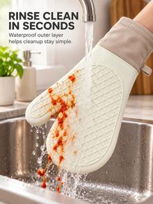 2pcs/1pc Heat-Resistant Microwave Oven Mitts, Silicone Baking Gloves, Non-Slip Kitchen Essentials, Home Decor, Autumn Decoration, Kitchen Decor & Accessories, Storage, Halloween, Thanksgiving, Christmas Cooking Gift - View 9