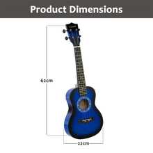 Crystals 23 Inch Concert Ukulele For Beginners With Felt Pick & Spare Strings – Blue - Blue - View 2