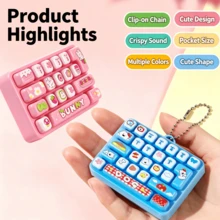 1pc 26‑Key Mini Fidget Keyboard Keychain Toy,Clickable Cartoon Pattern Pendant,Portable Bag Charm,Collectible Small Toy,Holiday Party Gift For Teens & Adults - Multicolor - View 3