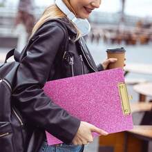 1pc Pink Glitter Acrylic Clipboard, 9.06*12.6 Inches, Transparent Glitter Folder Board; Equipped With Sturdy Gold Metal Clip, Smooth Writing Surface, Hanging Hole Design, Highly Attractive Transparent Memo Board; Standard A4 Size Office And Study Stationery, Suitable For Students Preparing For Exams, Teachers And Office Workers, Desktop Planning And Storage Essential, Ins-Style Desktop Decor, Exquisite Gift For Girls And Women Starting School - One Size - View 11