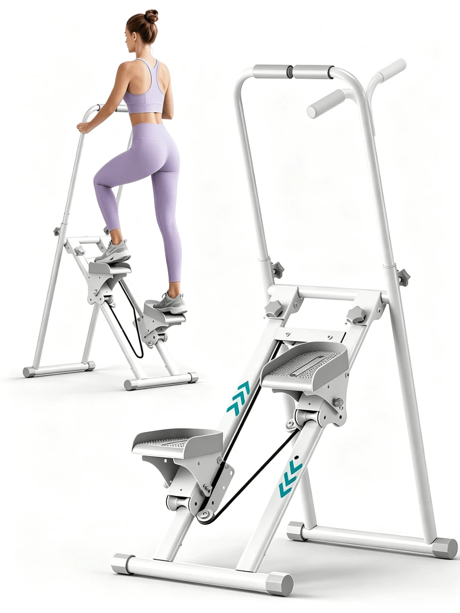 1pc Foldable Vertical Climber‑With Support Handles, 3‑Gear Adjustable Pedals, Adjustable Height, Sturdy Metal Frame, Space‑Saving, Full‑Body Home Fitness Equipment, Suitable For Home And Gym Workouts - Multiple Specifications - View 1
