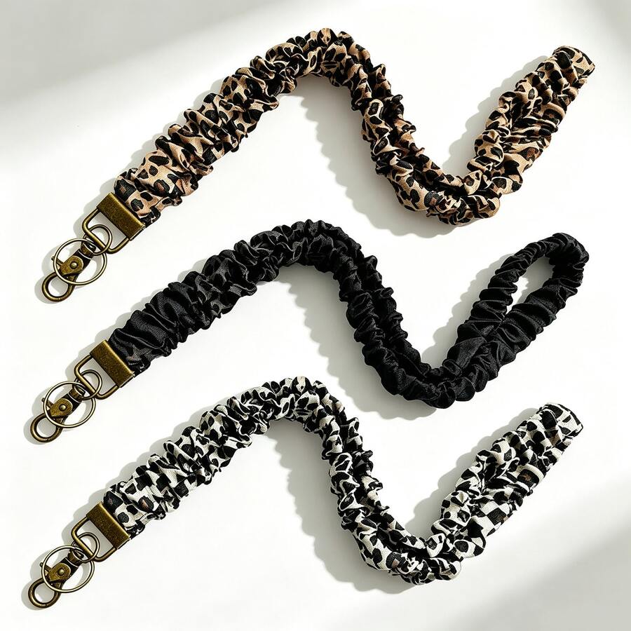 Hair Tie Style ID Badge Lanyard, Women's Elastic Neck Key Lanyard, Retractable Keychain Suitable For Daily Use - Multicolor - View 1