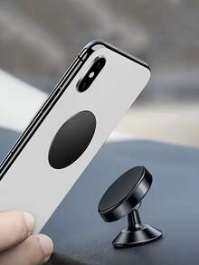 1/2pcs Metal Material Circular Mini Magnetic Phone Holder, Car Multifunctional Phone Navigation Holder, Car Dashboard Holder - Multicolor - View 3