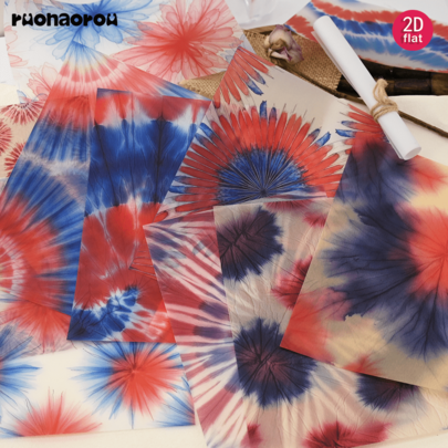 Ruonaorou 12pcs/Set Vintage Tie-Dye Series Translucent Vellum Paper Junk Journal High-End Material Vellum Paper Planner Decoration DIY Junk Journal Diary Material Paper Envelope Greeting Card Vellum Paper Decoration (2D Flat A5)