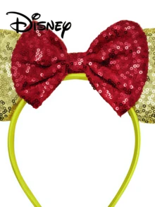 Disney 1pc Character Ear Headband, Yellow Gold Sparkle Sequin Metallic Red Bow Festival Cosplay Party Hair Hoop - Multicolor - View 4