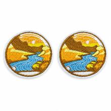 1pc/2pcs/3pcs/4pcs Mountain River Sunset Iron‑On Patch, Round Outdoor Hiking Nature Scenery Embroidered Applique - Multicolor - View 8
