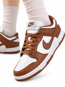 Nike Women's DUNK Retro Sneakers, Casual Shoes - White Brown - View 4