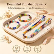 1PC Natural Crystal Colored Cat Eye Stone Beaded Choker Necklace, DIY Gravel Chip Pendant Necklace, Fashion Jewelry Accessory For Women - Cat's Eye Semi-finished Long Bead - View 3