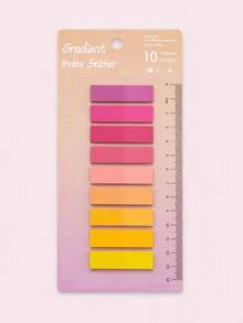 10-Color Gradient PET Fluorescent Index Tabs With Ruler, Transparent Hand-Writable Reading Note Marker Classification Sticky Notes, Ins Style - one-size - View 12