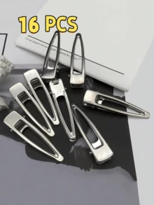 8pcs Women's Y2K Duckbill Hair Clips, Side Snap Hair Clips, Fashion Daily Hair Accessories, Hair Jewelry - Silver - View 7