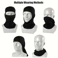 2-3pcs Balaclava Style Elastic Full Face & Neck Cover Mask, UV Protection, Breathable, Lightweight, Suitable For Cycling, Motorcycle Riding, Hiking, Running, Skiing And Other Outdoor Sports, Unisex - Grey + White - View 5