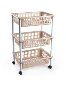 ARISE Rolling Organizer Cart, Multi-Purpose Stackable Baskets For Kitchen, Bathroom, Fruit And Vegetable Storage, 3 Or 4 Tiers, Multi-Color (4 Tiers: 85x40x30cm / 3 Tiers: 61x40x30cm) - Apricot - View 3
