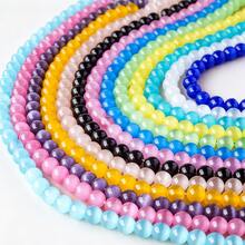 1PC Natural Crystal Colored Cat Eye Stone Beaded Choker Necklace, DIY Gravel Chip Pendant Necklace, Fashion Jewelry Accessory For Women - Cat's Eye Semi-finished Long Bead - View 5