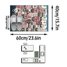 1件裝彩色冬季夜晚雪屋圖案舒適節日氛圍地毯，卡通插畫風仿羊絨長方形全覆蓋尖頂屋，落雪與新月松樹細節，可機洗區域地毯，適用客廳臥室陽台，四季居家裝飾 - 彩色 - 查看 13