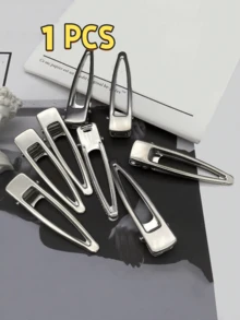 8pcs Women's Y2K Duckbill Hair Clips, Side Snap Hair Clips, Fashion Daily Hair Accessories, Hair Jewelry - Silver - View 10