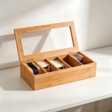 36 * 20 * 9 Cm Brown Tea Container, Compact Storage Vessel, Ideal For Organizing Tea Items On Kitchen Countertop Surfaces. - Brown - View 1