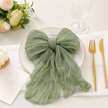 48 Pack Sage Green Cheesecloth Napkins,Gauze Dinner Napkins, Soft Wrinkled Washable Reusable Boho Rustic Cloth Napkins Bulk For Wedding, Party, Birthday, Thanksgiving, Banquet, Garden Party, Farmhouse Dining, Holiday Table Setting And Home Decor - Green - View 2